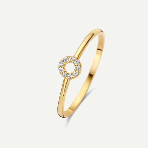 585er Gold Pavé Zirkonia Halo Ring
