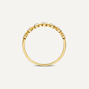 585er Gold Bezel Set Zirkonia Band Ring - 6