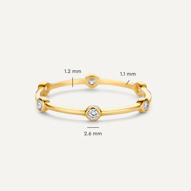 14 Karat Gold Six Bezel Set Cubic Zirconia Band Ring - 6
