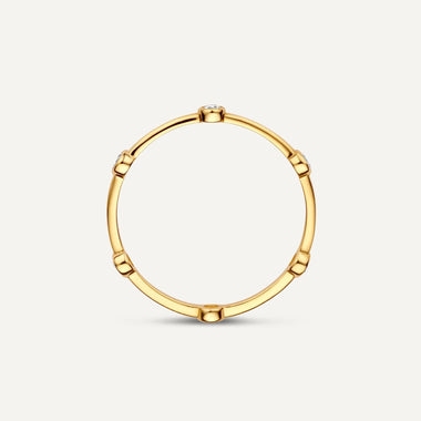 14 Karat Gold Six Bezel Set Cubic Zirconia Band Ring - 7