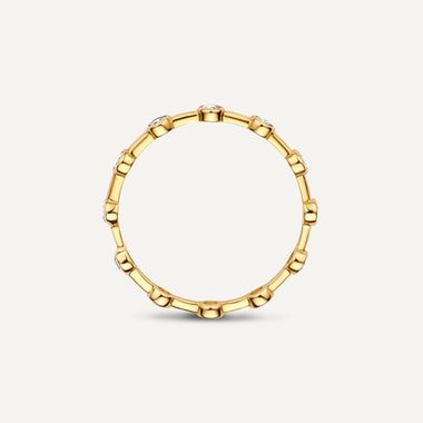 14 Karat Gold Twelve Bezel Set Cubic Zirconia Band Ring - 7