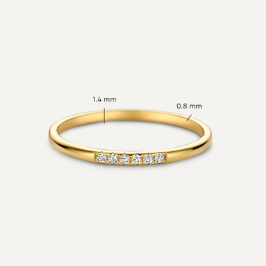 14 Karaat Goud Zirkonia Line Ring - 5