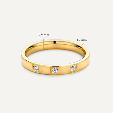 585er Gold Dreifach Zirkonia Band Ring - 5