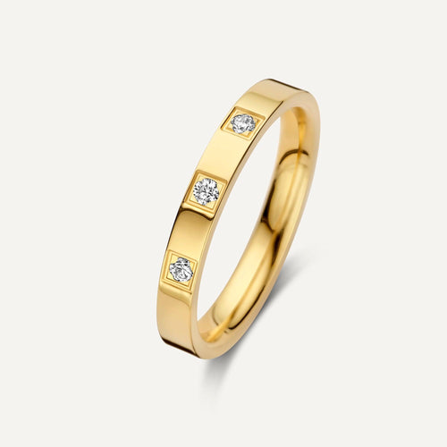 14 Karat Gold Threefold Cubic Zirconia Band Ring