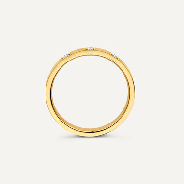 585er Gold Dreifach Zirkonia Band Ring - 6