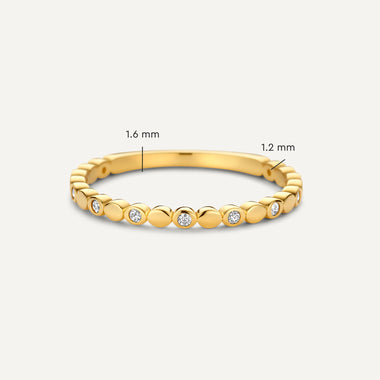 14 Karaat Goud Sparkling Zirkonia Bezel Dot Eternity Ring - 5