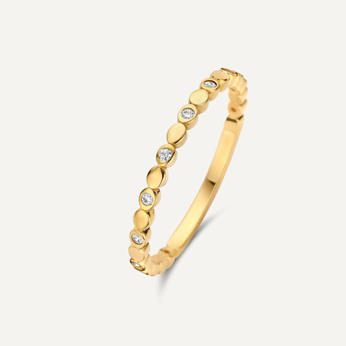 14 Karat Gold Sparkling Cubic Zirconia Bezel Dot Eternity Ring