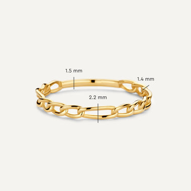 14 Karat Gold Figaro Chain Stacker Ring - 5