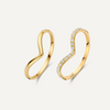 14 Karat Gold Cubic Zirconia Wishbone Ring Set - 1