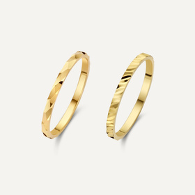 Set de Bagues Empilables Martelées et Diamond Cut