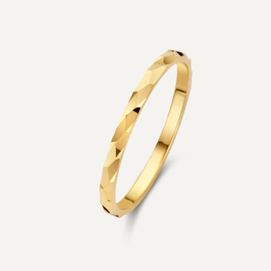 14 Karat Gold Hammered Stacker Ring - 1