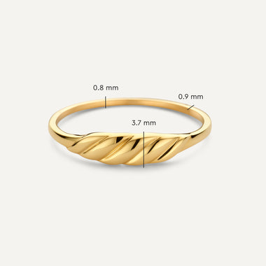 14 Karaat Goud Dunne Croissant Dome Ring - 4