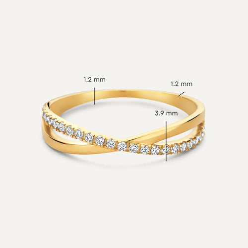 14 Karat Gold Crossover Cubic Zirconia Eternity Ring