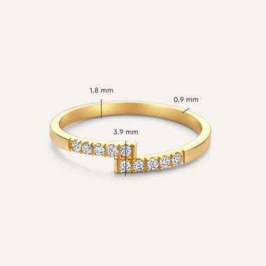 Or 14 Carats Bague Croix Zircon - 6