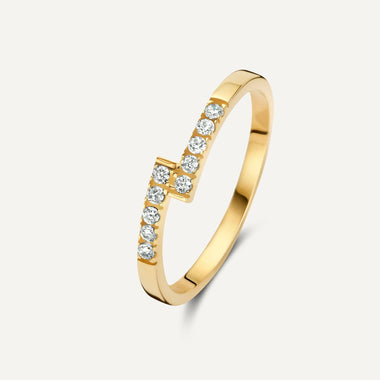 Or 14 Carats Bague Croix Zircon - 1