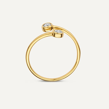 585er Gold Zirkonia Offener Spiral Ring - 6
