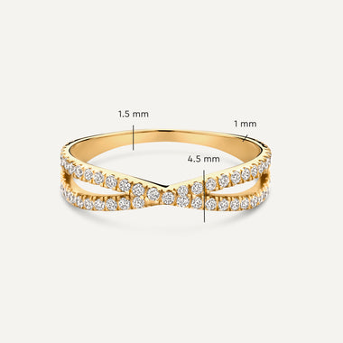 14 Karat Gold Cubic Zirconia Crossover Double Eternity Ring - 5