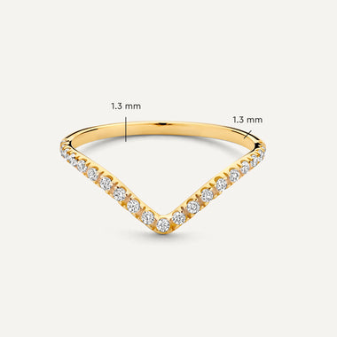 14 Karat Gold Cubic Zirconia Wishbone Ring Set - 8