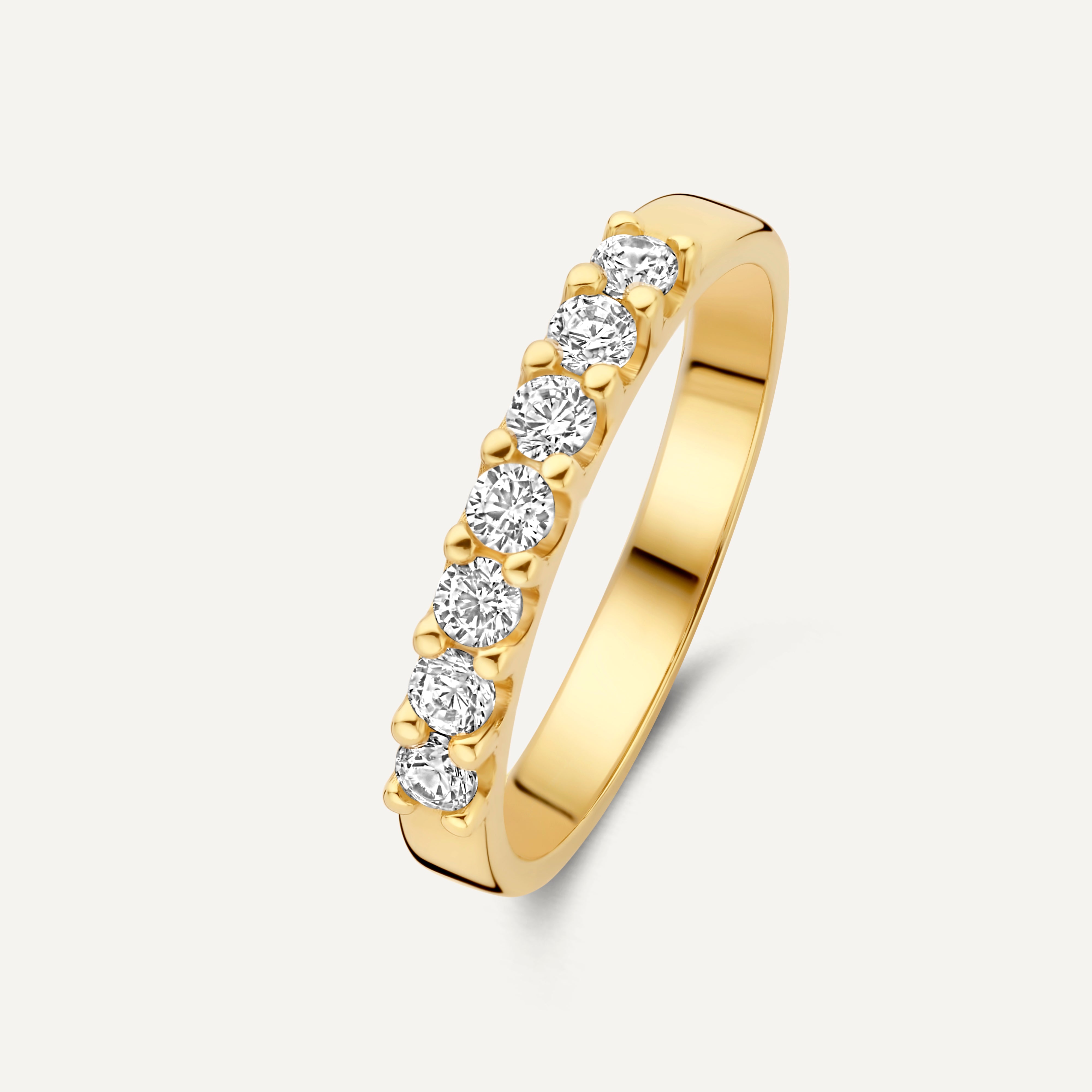 Bold Cubic Zirconia Half Eternity Ring for Women in Solid 14k Gold