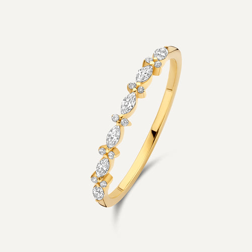 tov essentials Marquise en Round Cut Zirkonia Ring 14 Karaat Goud