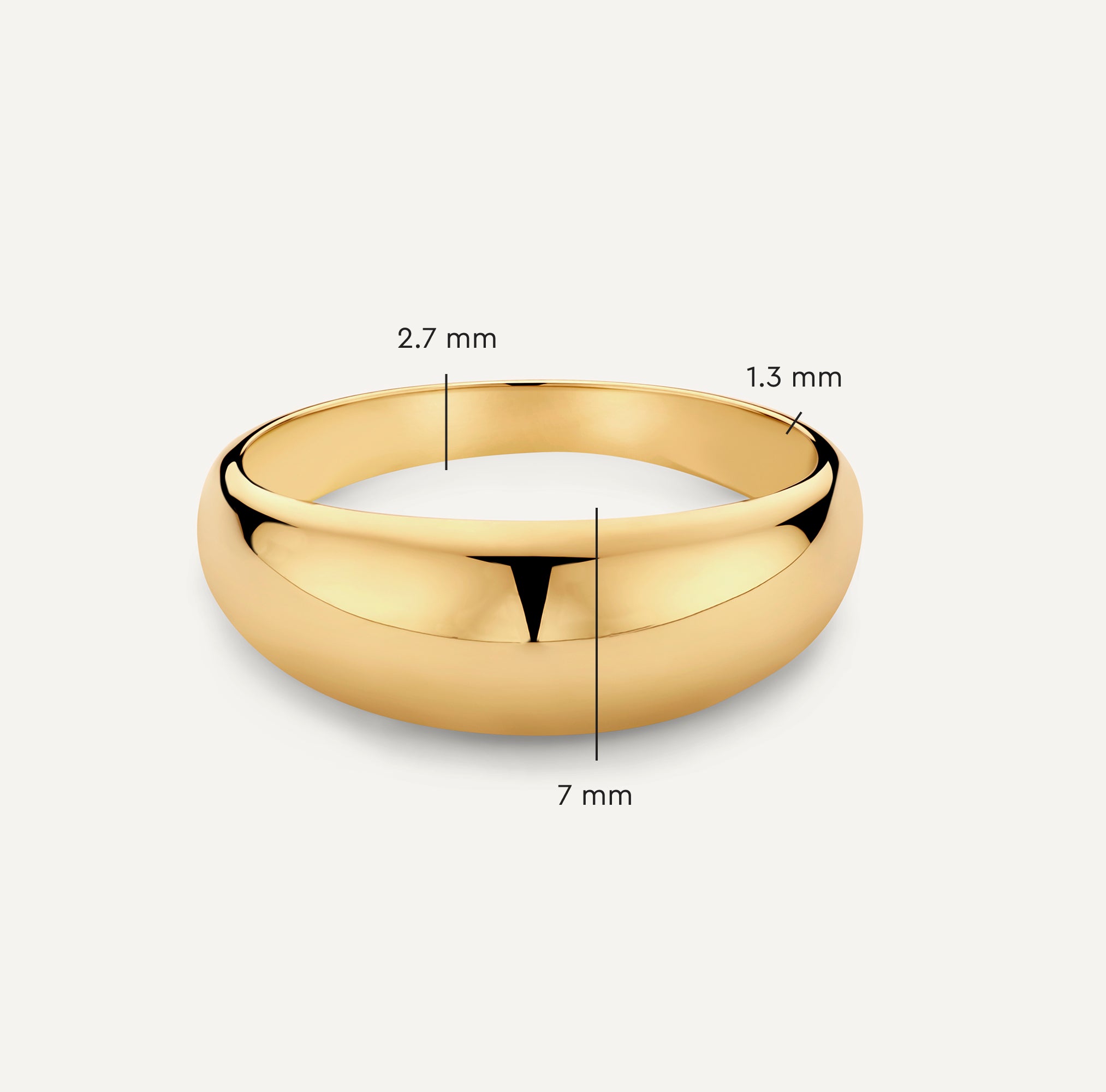 Brede Dome Ring voor Dames in Massief 14k Goud