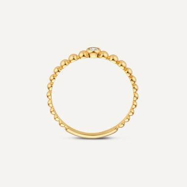14 Karat Gold Beaded Cubic Zirconia Ring - 6