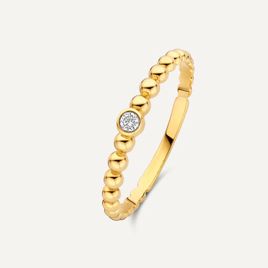 14 Karat Gold Beaded Cubic Zirconia Ring - 1