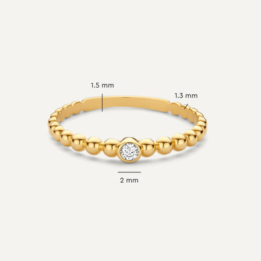 14 Karat Gold Beaded Cubic Zirconia Ring - 5