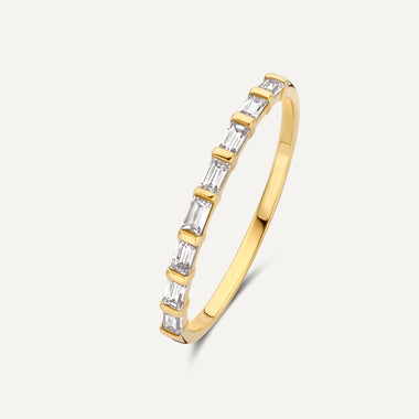 14 Karaat Goud Baguette Cut Zirkonia Half Eternity Ring - 1