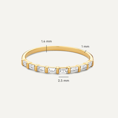 14 Karaat Goud Baguette Cut Zirkonia Half Eternity Ring - 5