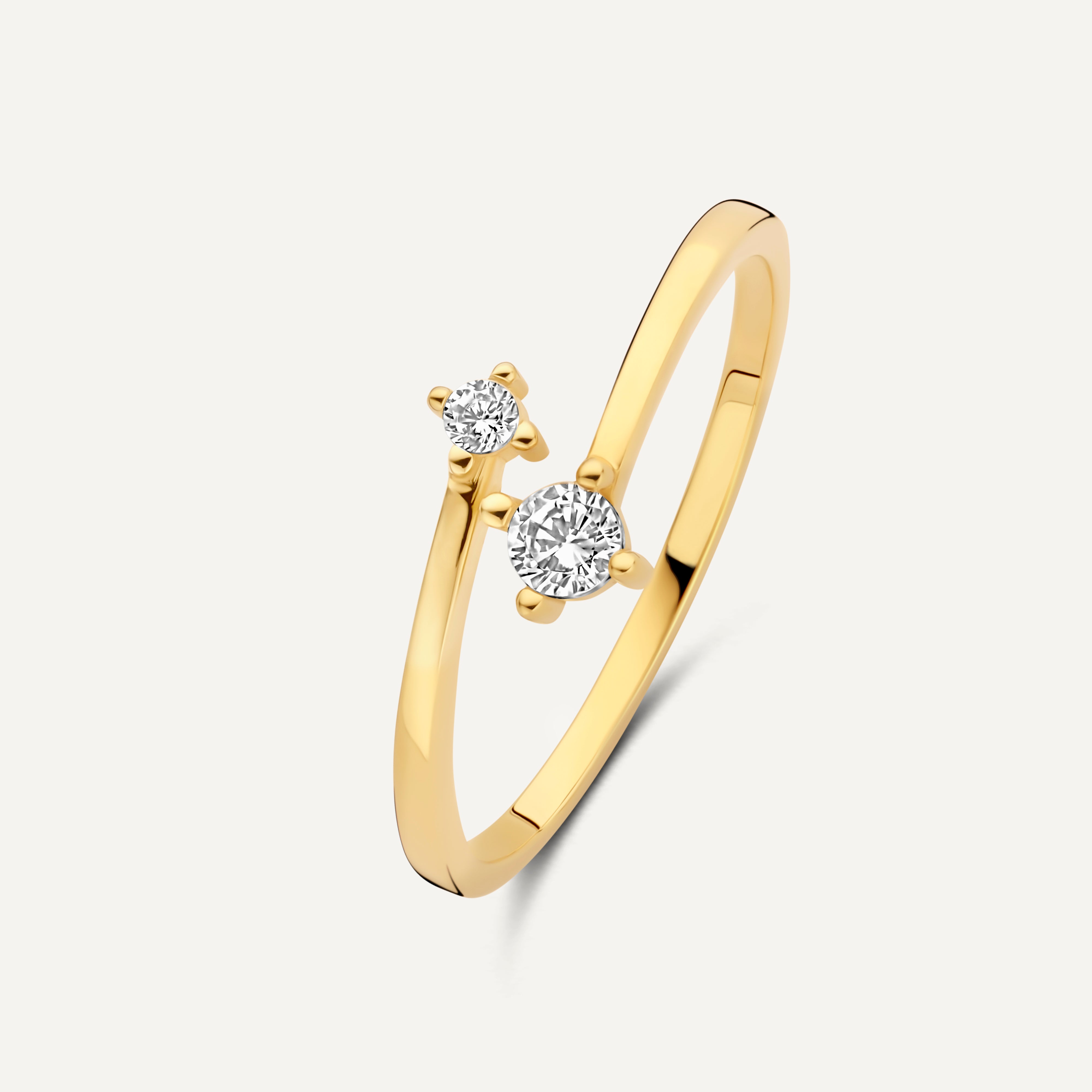 Cubic Zirconia Duo Ring 14 Karat Gold for Women