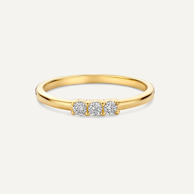 14 Karat Gold Cubic Zirconia Threaded Three-Stone Ring - 4