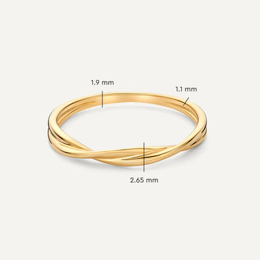 Or 14 Carats Entwined Dual Band Ring - 5
