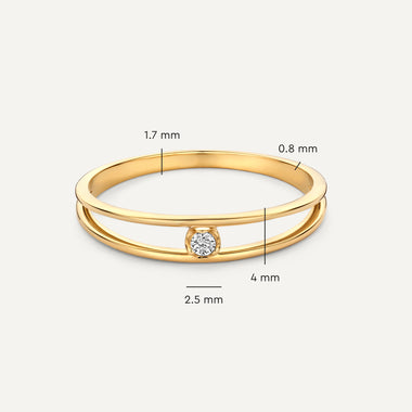 14 Karat Gold Cubic Zirconia Double Stacker Ring - 6