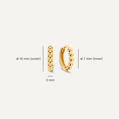 14 Karat Gold Beaded Small Huggie Hoops (10mm) - 7