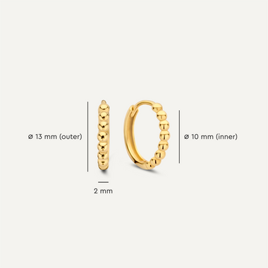 14 Karat Gold Beaded Huggie Hoops (13mm) - 7