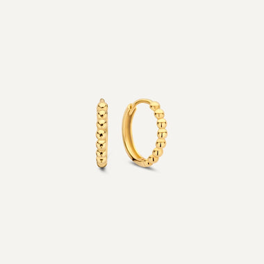 14 Karat Gold Beaded Huggie Hoops (13mm) - 1
