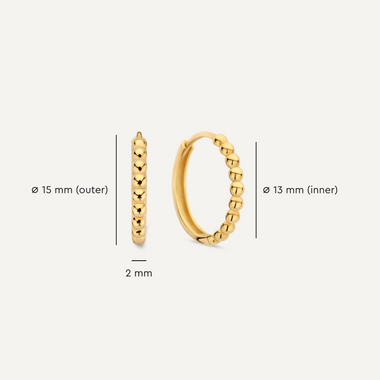 14 Karaat Goud Bolletjes Kleine Hoops (15mm) - 7