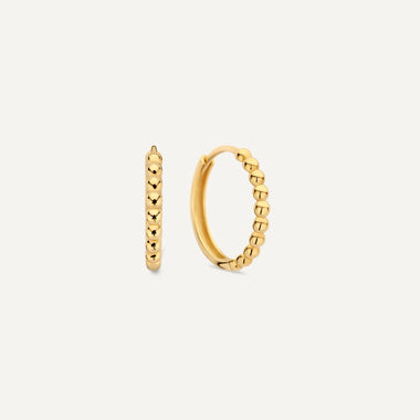 14 Karat Gold Beaded Small Hoops (15mm) - 1