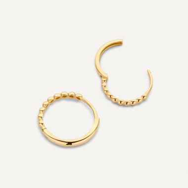 14 Karat Gold Beaded Small Hoops (15mm) - 4