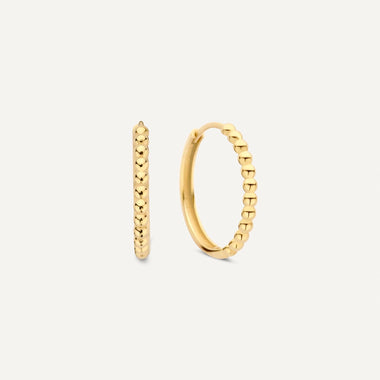 14 Karat Gold Beaded Medium Hoops (18mm) - 1