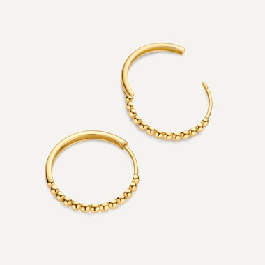 14 Karat Gold Beaded Medium Hoops (18mm) - 4