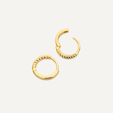 14 Karat Gold Twisted Small Huggie Hoops (10mm) - 5