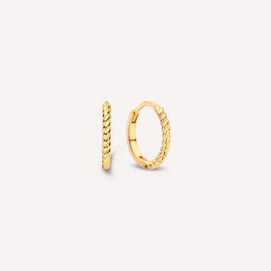585er Gold Gedrehte Huggie Hoops (12mm) - 1