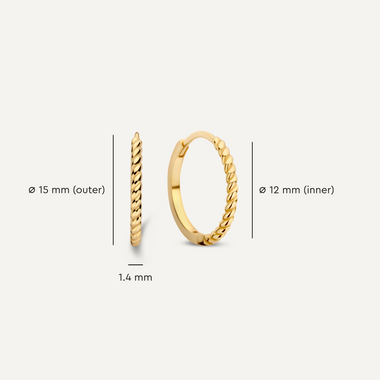 14 Karat Gold Twisted Small Hoops (15mm) - 7