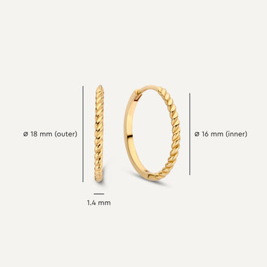 585er Gold Gedrehte Medium Hoops (18mm) - 7