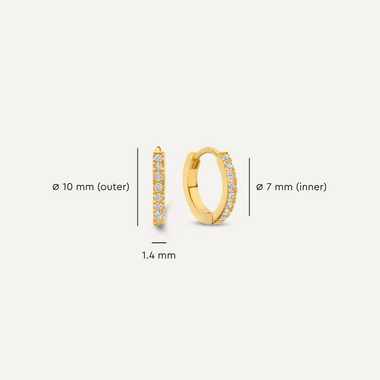 Or 14 Carats Créoles Petites Huggie Zircon Pavé (10mm) - 7