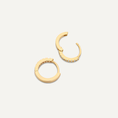 Or 14 Carats Créoles Petites Huggie Zircon Pavé (10mm) - 5