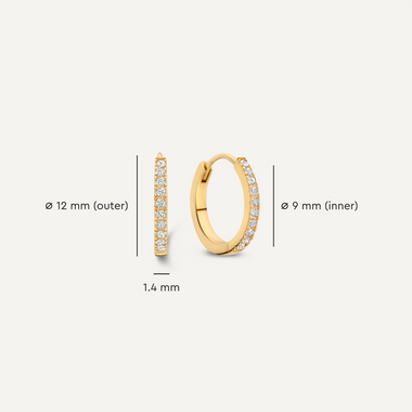 14 Karat Gold Pavé Cubic Zirconia Huggie Hoops (12mm) - 8