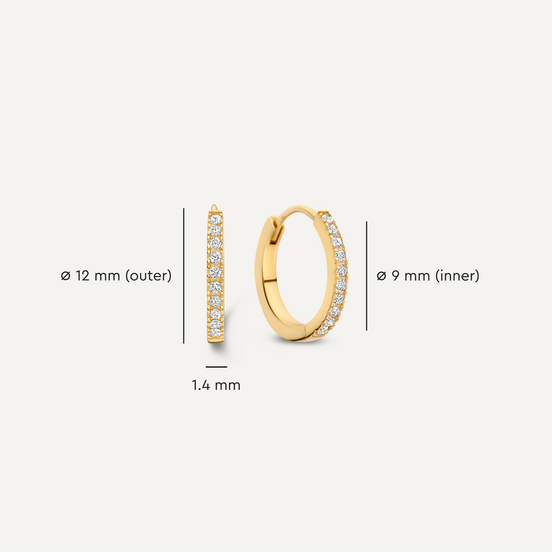 Pavé Cubic Zirconia Huggie Hoops (12mm)